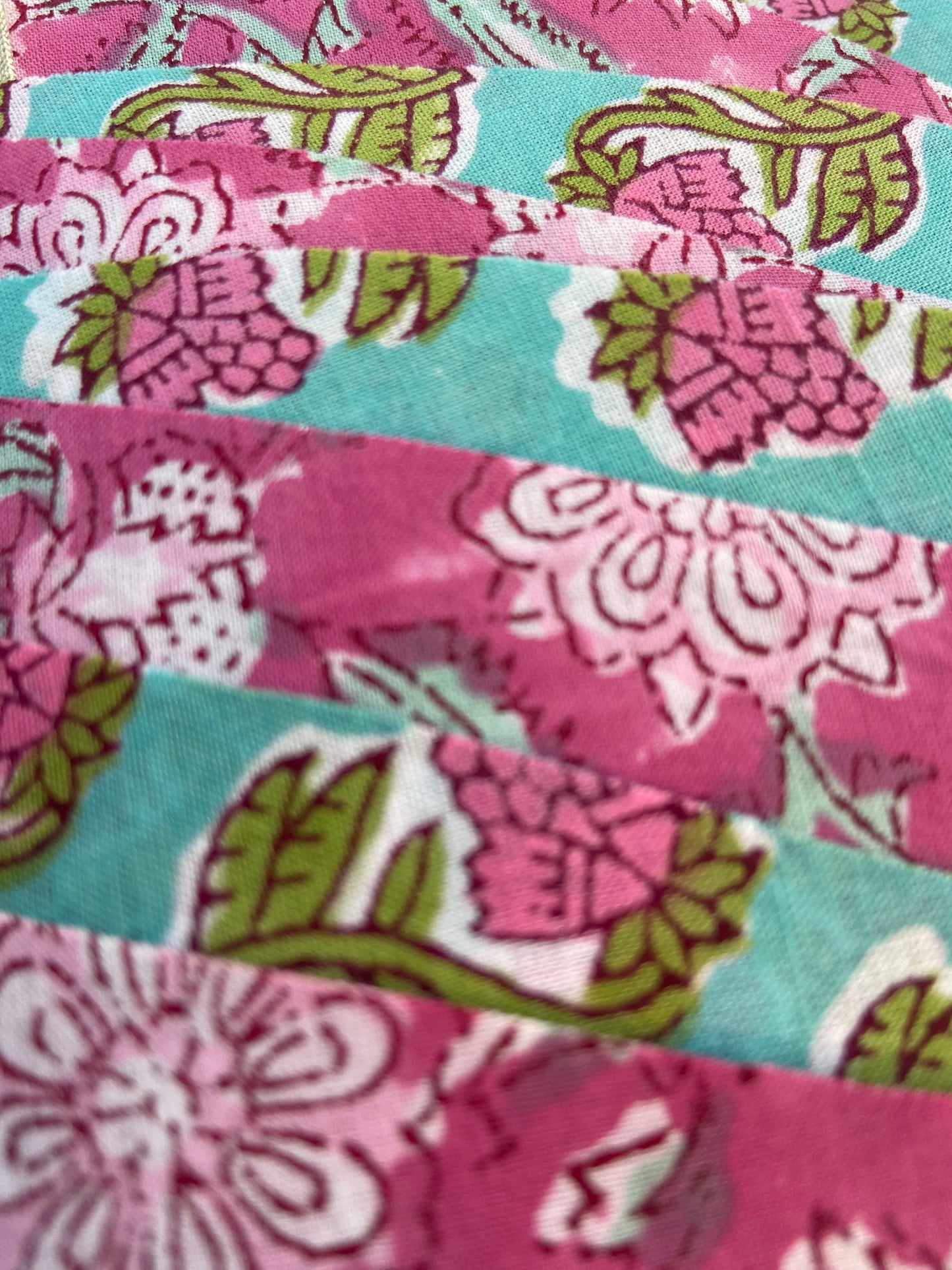 Guirlande de fanions en tissu Turquoise et Rose