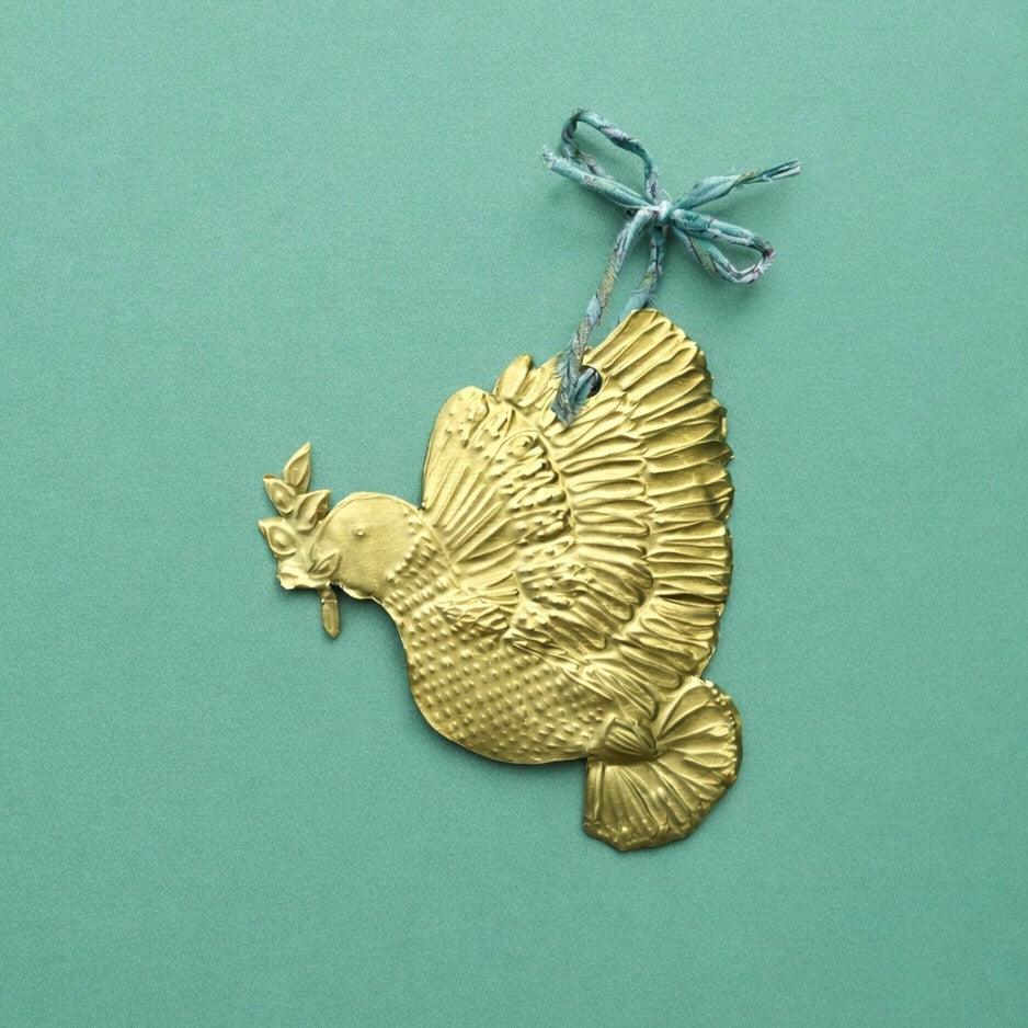 Oiseau en métal doré - Colombe