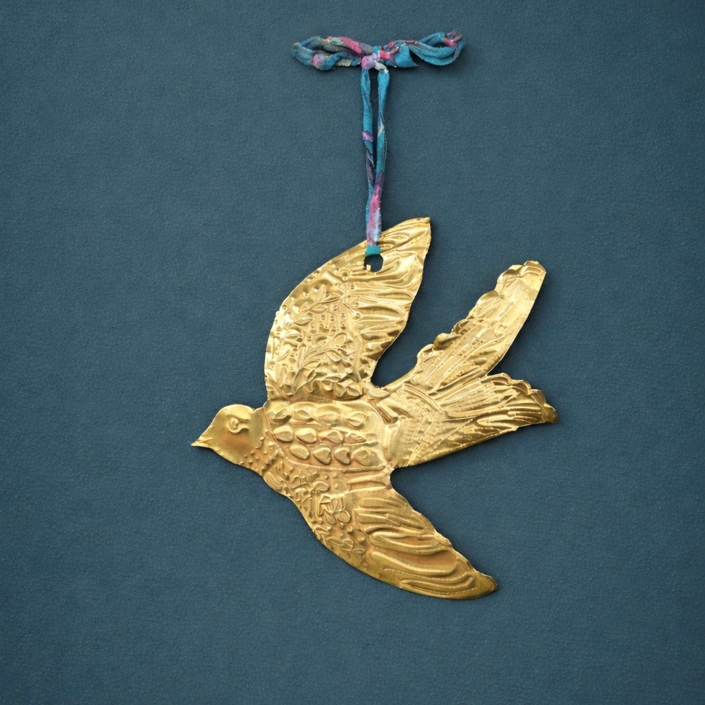 Oiseau en métal doré - Hirondelle