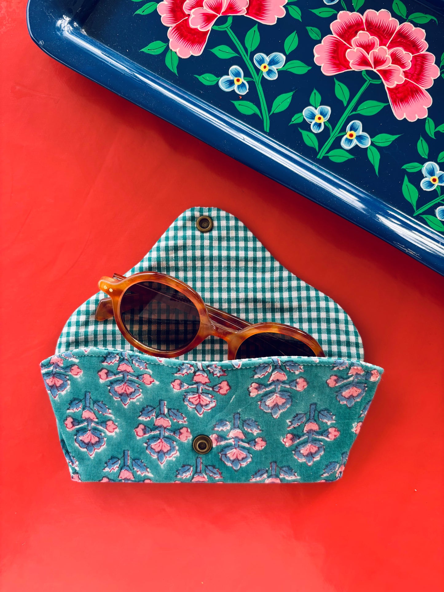 Etui à lunettes turquoise
